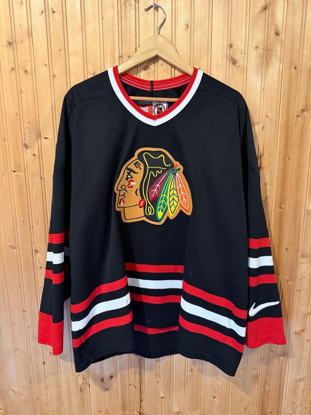 Vintage 90s Nike Team NHL Chicago Blackhawks Alternative Black Hockey Jersey